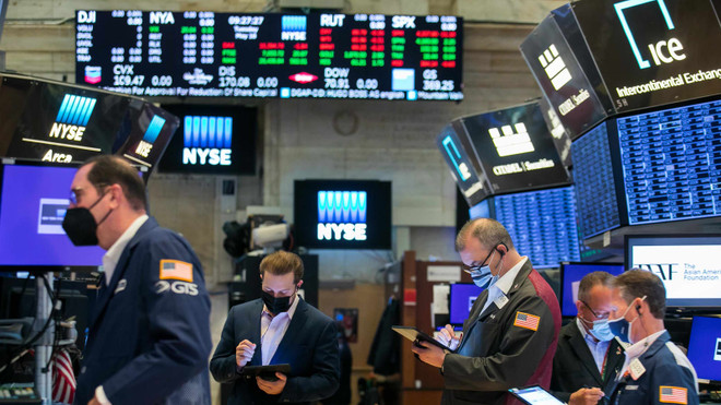 Sở giao dịch chứng khoán New York, Mỹ. (Ảnh: AFP) Chứng khoán Mỹ tăng điểm do lợi suất trái phiếu chính phủ giảm ảnh 1