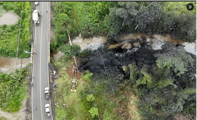 Ecuador: Đường ống bị khoan trộm gây sự cố tràn dầu ra rừng Amazon ảnh 1
