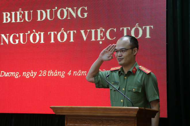 Hải Dương: Biểu dương Thiếu tá Công an dũng cảm cứu hai em nhỏ ảnh 1