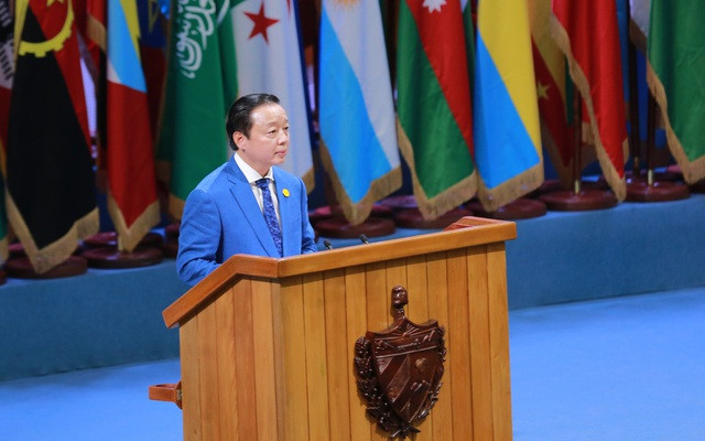 Phó Thủ tướng Trần Hồng Hà phát biểu tại phiên thảo luận. (Nguồn: Báo Chính phủ) Phó Thủ tướng Trần Hồng Hà dự Hội nghị Thượng đỉnh G77 và Trung Quốc ảnh 2