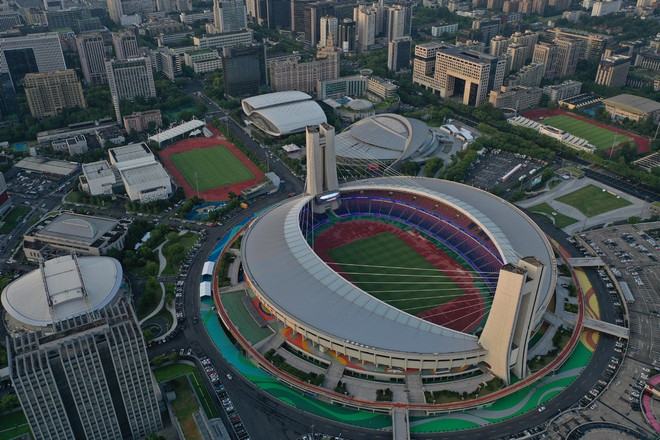 Sân vận động Trung tâm Thể thao Olympic Hàng Châu - nơi sẽ diễn ra Lễ Khai mạc Đại hội Thể thao châu Á 2023. (Ảnh: THX) ASIAD 2023: Trung Quốc không bắn pháo hoa trong Lễ Khai mạc ''xanh'' ảnh 1