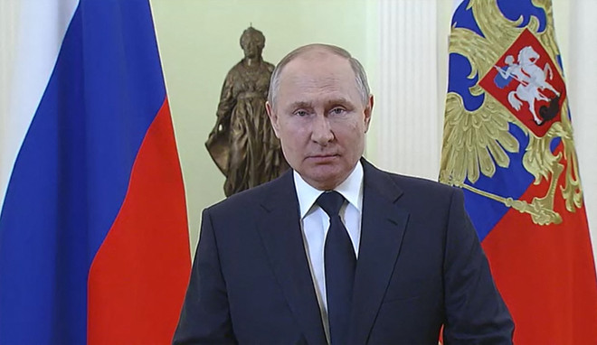 Tổng thống Nga Vladimir Putin phát biểu tại Moskva ngày 8/3/2022. (Ảnh: AFP/TTXVN) Tổng thống Putin: Nga sẵn sàng tìm kiếm giải pháp phù hợp với Ukraine ảnh 1