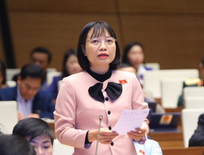 Đại biểu Quốc hội tỉnh Hải Dương Nguyễn Thị Việt Nga phát biểu. (Ảnh: Văn Điệp/TTXVN) Đảm bảo an toàn hoạt động trải nghiệm và quản lý giá sách giáo khoa ảnh 1
