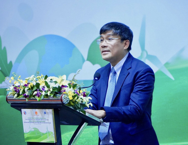 Thứ trưởng Thường trực Bộ Ngoại giao Nguyễn Minh Vũ phát biểu. (Ảnh: TTXVN) ttxvn_thi truong carbon 2.jpeg