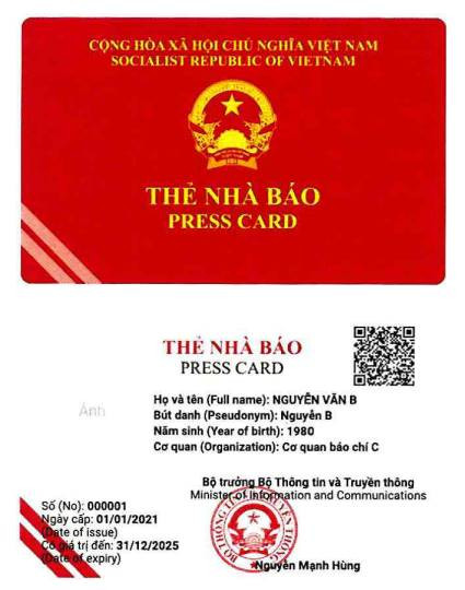Bộ Thông tin và Truyền thông công bố mẫu thẻ nhà báo kỳ hạn 2021-2025 ảnh 1