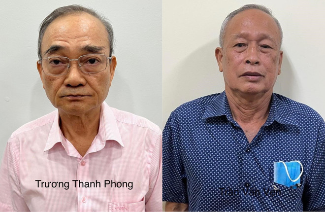 Đối tượng Trương Thanh Phong và Trần Văn Vẹn. (Ảnh: TTXVN phát) Khởi tố nguyên Tổng Giám đốc VINAFOOD II Trương Thanh Phong ảnh 1