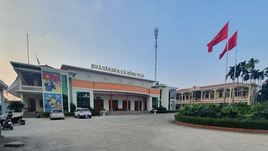 Ủy ban nhân dân xã Hồng Thái- nơi ông Đỗ Văn Cường làm kế toán trưởng. (Nguồn: congly.vn) Hải Phòng: Bắt tạm giam cán bộ xã do sai phạm trong quản lý đất đai ảnh 1