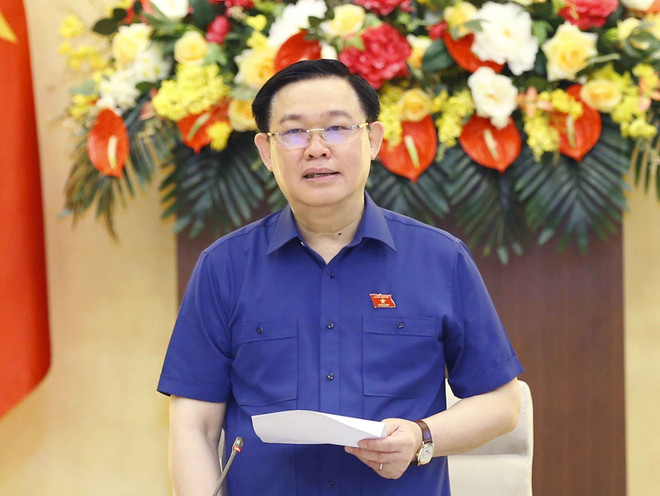 Chủ tịch Quốc hội Vương Đình Huệ. (Ảnh: Doãn Tấn/TTXVN) Chủ tịch Quốc hội chúc mừng ĐH Kinh tế TP.HCM nhân 45 năm thành lập ảnh 1