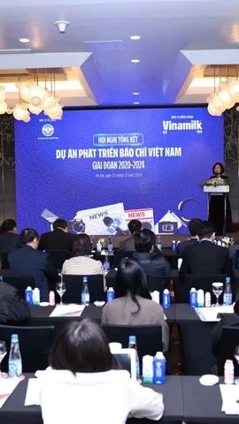 Hội nghị tổng kết Dự án “Phát triển báo chí Việt Nam giai đoạn 2020-2024” diễn ra tại Hà Nội. (Ảnh: Thanh Tùng/Vietnam+)