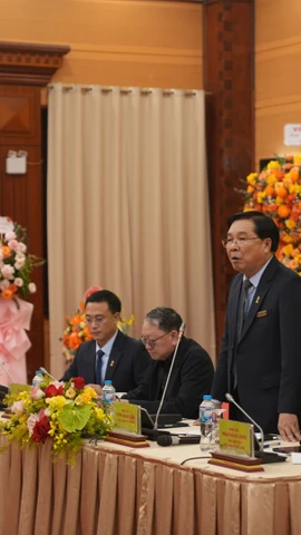 Nghệ sỹ Ưu tú, nhạc sỹ Đinh Trung Cẩn, Tổng giám đốc Trung tâm Bảo vệ quyền tác giả âm nhạc Việt Nam thông tin về hoạt động năm 2025. (Ảnh: VCPMC)