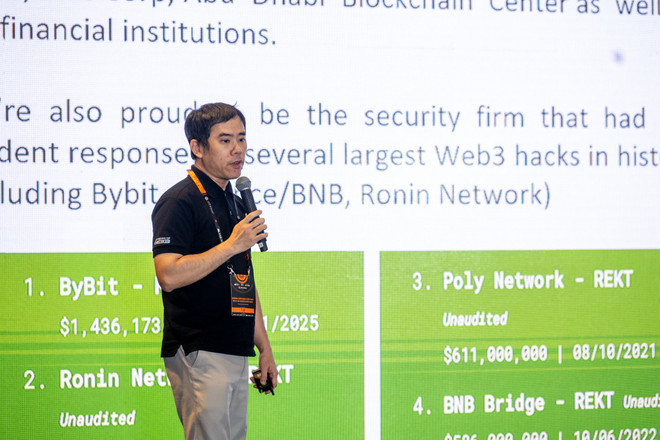 Ông Nguyễn Lê Thành, Nhà sáng lập Verichains. (Ảnh: Minh Sơn/Vietnam+) blockchain-week-2025-1.jpg