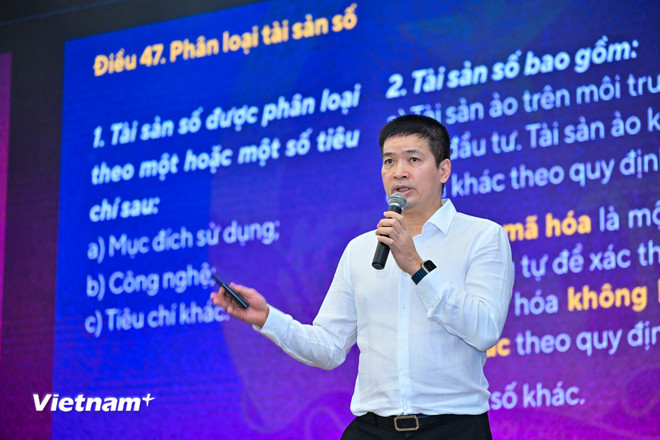 លោក Phan Duc Trung បានបញ្ជាក់ថា RWA បានក្លាយជានិន្នាការដែលមិនអាចជៀសរួច និងមិនអាចត្រឡប់វិញបាន។ (រូបថត៖ Minh Son/Vietnam+) vnp-hiep-hoi-blockchain-vietnam-3.jpg
