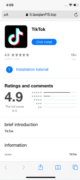 Một trang web giả mạo App Store nhằm dẫn dụ người dùng cài đặt ứng dụng TikTok thông qua công cụ dành cho nhà phát triển. (Ảnh chụp màn hình) anh-kaspersky-3-kaspersky-has-discovered-sparkkitty-a-new-trojan-spy-on-app-store-and-google-playjpg.png