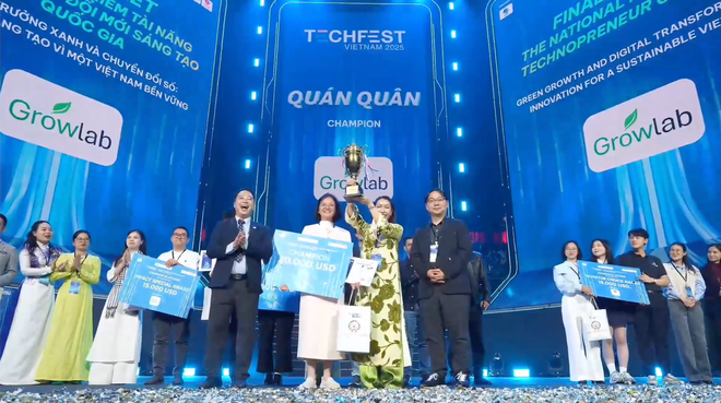ভিয়েতনামী বায়োটেকনোলজির একটি স্টার্টআপ গ্রোল্যাব, ২০২৫ সালের জাতীয় উদ্ভাবনী স্টার্টআপ প্রতিভা অনুসন্ধান প্রতিযোগিতায় দুর্দান্তভাবে প্রথম পুরস্কার জিতেছে। (ছবি: পিভি/ভিয়েতনাম+) screenshot-2025-12-12-at-221524.png