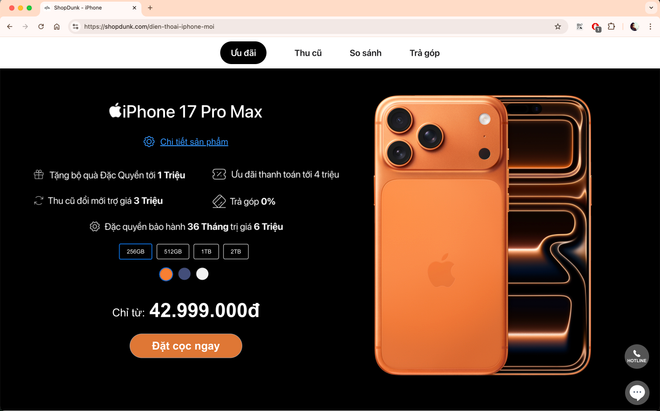 តម្លៃលក់ iPhone 17 Series នៅ ShopDunk។ (រូបថតអេក្រង់) screenshot-2025-09-12-at-190443.png