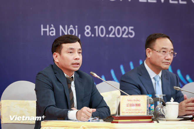 Major General Le Xuan Minh said that he is in the process of reviewing relevant legal systems to ensure appropriate domestic requirements as well as the United Nations Convention on Cybercrime. (Photo: Minh Son/Vietnam+) vnp-cong-uoc-ha-noi-3.jpg