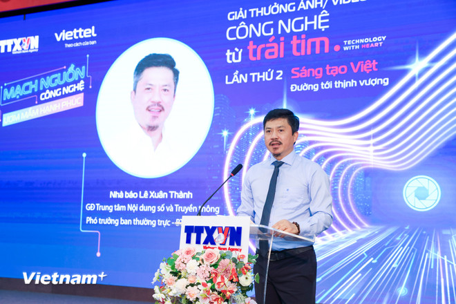 Ông Lê Xuân Thành - Giám đốc Trung tâm Nội dung số và truyền thông, Phó Trưởng ban thường trực Ban tổ chức Cuộc thi. (Ảnh: PV/Vietnam+) vnp-cong-nghe-tu-trai-tim-2025-2.jpg
