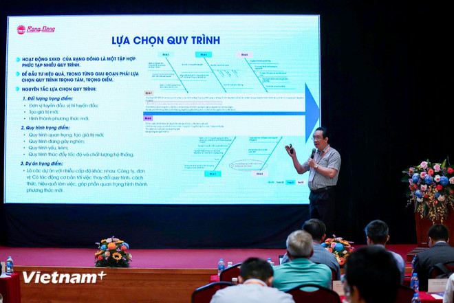Ông Nguyễn Đoàn Kết – Phó Tổng Giám đốc Công ty Cổ phần Bóng đèn Phích nước Rạng Đông. (Ảnh: PV/Vietnam+) vnp-hoi-thao-chuyen-doi-so.jpg