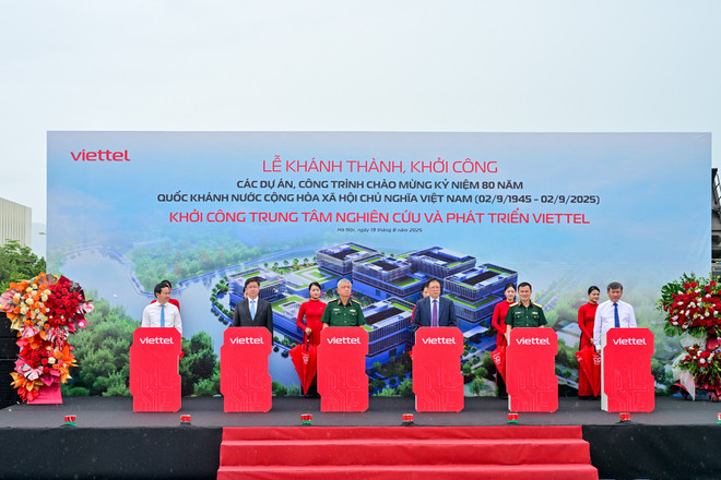 Offizieller Spatenstich für das Viettel Forschungs- und Entwicklungszentrum-Projekt auf einer Fläche von 13 Hektar im Hoa Lac Hi-Tech Park. (Foto: Minh Son/Vietnam+) trung-tam-nghien-cuu-phat-trien-viettel.jpg