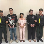 Các đối tượng từ trái sang Quý, Chinh, Huy bị tạm giữ. (Ảnh: PV/Vietnam+)