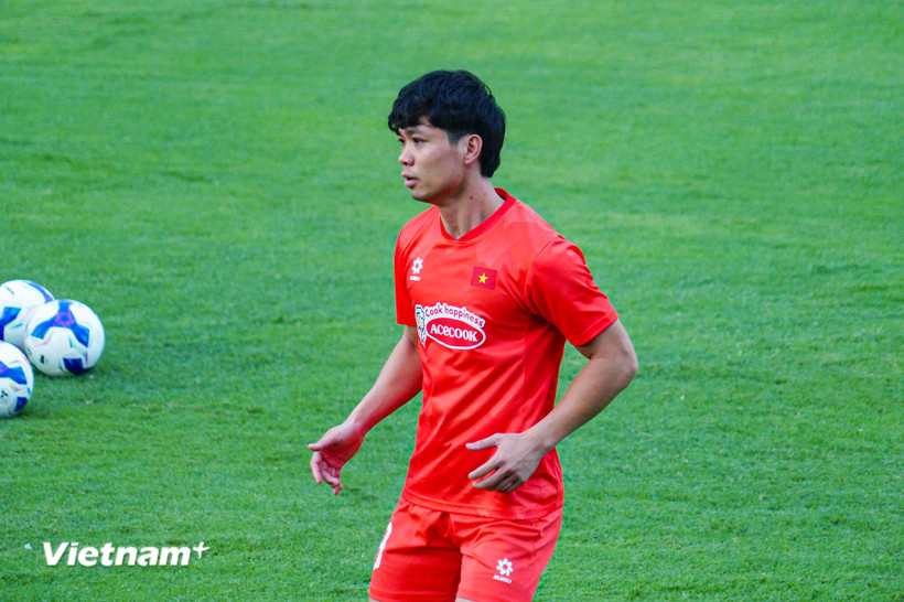 Tiền đạo Công Phượng bất ngờ dính chấn thương và phải nói lời chia tay đợt tập trung Đội tuyển Quốc gia. (Ảnh: Việt Anh/Vietnam+)
