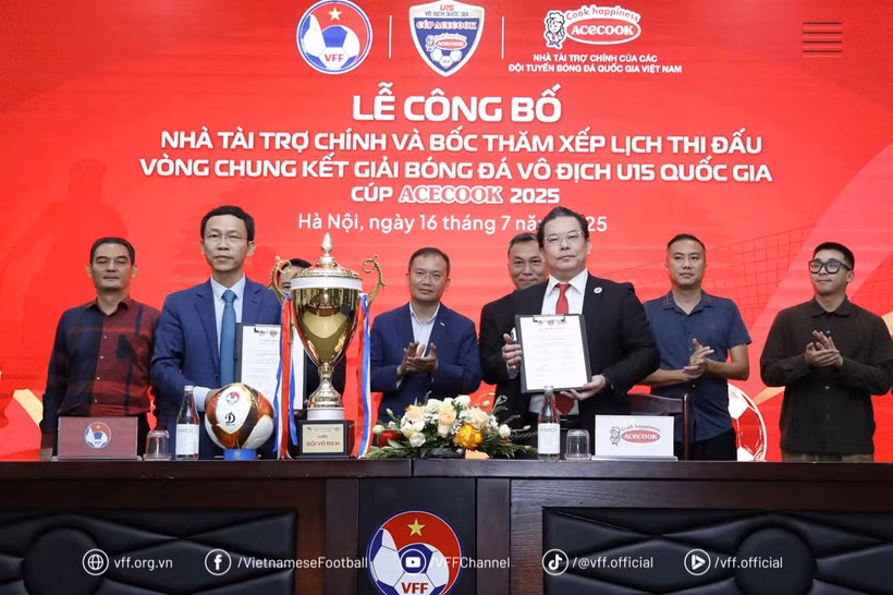 Công ty Cổ phần Acecook Việt Nam tiếp tục đồng hành cùng Vòng Chung kết Giải Bóng đá Vô địch U15 Quốc gia 2025. (Ảnh: VFF)