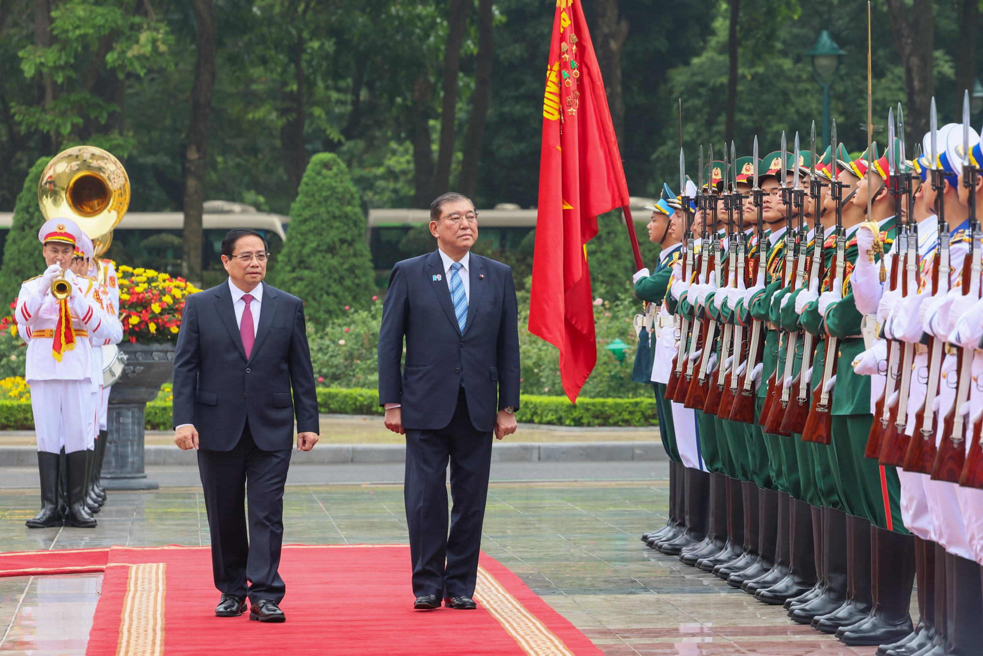 Lễ đón chính thức Thủ tướng Nhật Bản Ishiba Shigeru thăm Việt Nam ngày 28/4/2025. (Ảnh: Đại sứ quán Nhật Bản tại Việt Nam)