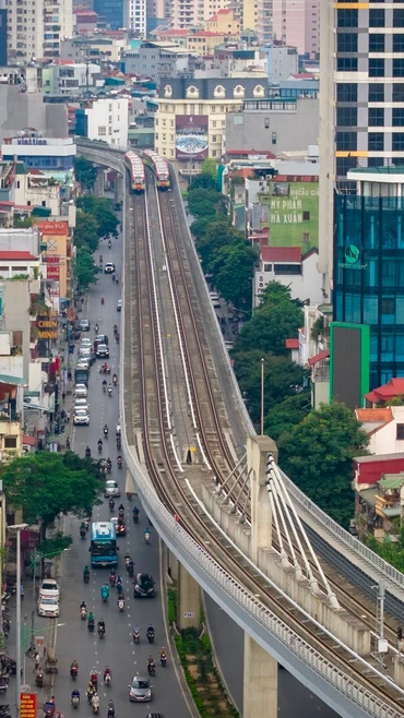 Đường sắt đô thị Nhổn-Ga Hà Nội đã vận hành khai thác đoạn trên cao từ ngày 8/8/2024. (Ảnh: Hoài Nam/Vietnam+)