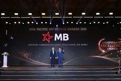 Ông Hà Trọng Khiêm – Phó Tổng giám đốc đại diện MB nhận giải thưởng. (Ảnh: Vietnam+)