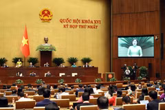 Phó Chủ tịch Quốc hội Nguyễn Thị Hồng điều hành phiên họp chiều ngày 20/4. (Ảnh: An Đăng/TTXVN)