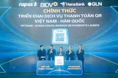 Lễ công bố triển khai thanh toán QR xuyên biên giới Việt Nam-Hàn Quốc. (Ảnh: Vietnam+)
