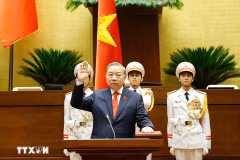 Chủ tịch nước Cộng hòa xã hội chủ nghĩa Việt Nam Tô Lâm tuyên thệ nhậm chức. (Ảnh: Thống Nhất/TTXVN)