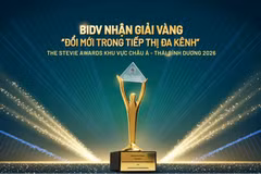 BIDV giành Giải Vàng hạng mục “Đổi mới trong tiếp thị đa kênh” 2026 khu vực châu Á - Thái Bình Dương do Stevie Awards trao tặng. (Ảnh: Vietnam+)