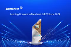 Eximbank đã vinh dự được JCB – tổ chức thẻ quốc tế hàng đầu trao tặng giải thưởng Ngân hàng dẫn đầu về doanh số thanh toán thẻ năm 2024. (Ảnh: Vietnam+)