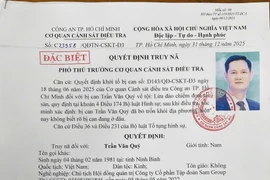 Quyết định truy nã đối tượng Trần Văn Quý. (Ảnh: CA Thành phố Hồ Chí Minh cung cấp)