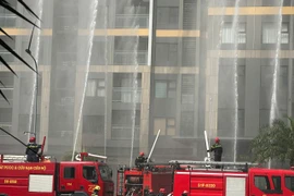 Diễn tập phương án chữa cháy và cứu nạn, cứu hộ quy mô lớn tại Khu đô thị Vinhomes Grand Park, phường Long Bình, Thành phố Hồ Chí Minh. (Ảnh: PV/Vietnam+)