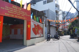 Một điểm bầu cử của phường Phú Thuận. (Ảnh: Khánh Ly/Vietnam+)