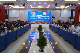 Hội nghị “Kết nối doanh nghiệp sản xuất, logistics Việt Nam - Campuchia” trở thành diễn đàn bàn thảo nhiều giải pháp tháo gỡ khó khăn cho doanh nghiệp hai nước. (Ảnh: Khánh Ly/Vietnam+)