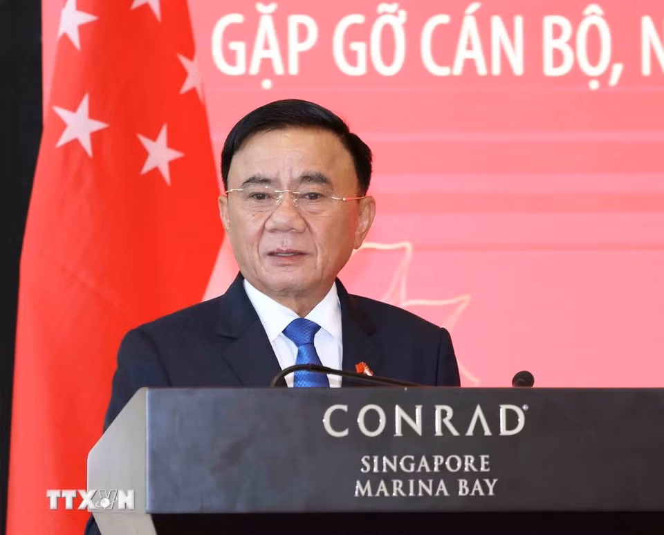 Thường trực Ban Bí thư Trần Cẩm Tú phát biểu tại buổi gặp mặt. (Ảnh: Phương Hoa/TTXVN)