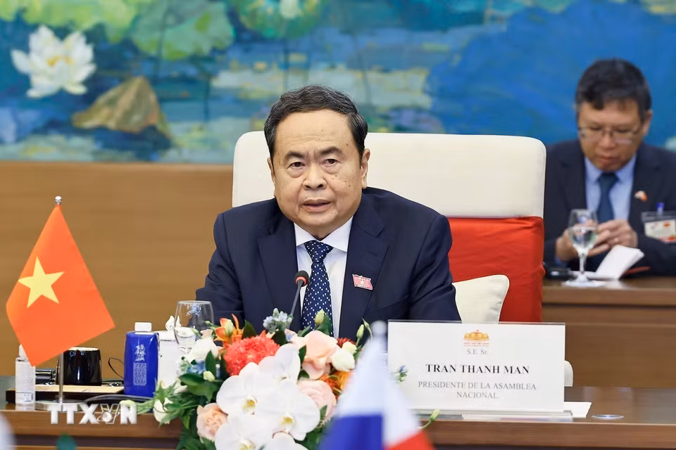 Chủ tịch Quốc hội Trần Thanh Mẫn phát biểu. (Ảnh: Doãn Tấn/TTXVN)