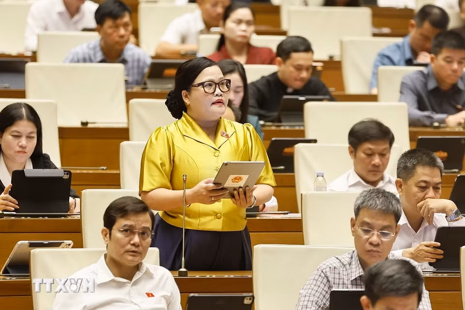 Đại biểu Quốc hội thành phố Huế Nguyễn Thị Sửu phát biểu. (Ảnh: Doãn Tấn/TTXVN)