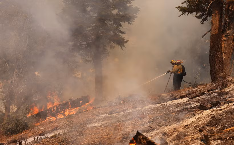 Lính cứu hỏa dập đám cháy rừng tại California, Mỹ ngày 13/9/2024. (Ảnh: THX/TTXVN)