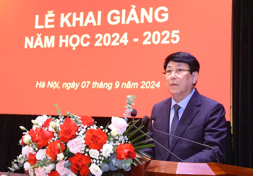 Thường trực Ban Bí thư Lương Cường phát biểu chỉ đạo. (Ảnh: Văn Điệp/TTXVN)