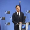 Tổng Thư ký NATO Mark Rutte phát biểu họp báo tại Brussels, Bỉ. (Ảnh: Kyodo/TTXVN)