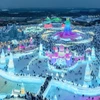 Ảnh chụp từ trên cao Công viên băng đăng Cáp Nhĩ Tân. (Ảnh: VCG)