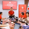 Ông Nguyễn Hải Anh, Phó Chủ tịch, Tổng Thư ký Trung ương Hội Chữ thập đỏ Việt Nam cung cấp thông tin về Đại hội trong buổi gặp mặt các cơ quan thông tấn, báo chí. (Ảnh: Thanh Tùng/TTXVN)