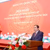 Ủy viên Bộ Chính trị, Bí thư Đảng ủy Quốc hội, Chủ tịch Quốc hội Trần Thanh Mẫn phát biểu. (Ảnh: Doãn Tấn/TTXVN)
