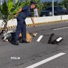 Một đoạn đường bị nứt sau động đất tại tỉnh Nam Cotabato, Philippines ngày 8/6/2026. (Ảnh: THX/TTXVN)