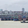 Tàu thuyền neo đậu tại âu thuyền Thọ Quang (phường Sơn Trà, thành phố Đà Nẵng) để tránh trú bão. (Ảnh: Khoa Chương/TTXVN)