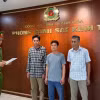 Các đối tượng Nguyễn Văn Chiến, Lê Văn Trung và Nguyễn Khắc Nguyên tại cơ quan Công an. (Ảnh: Báo Thanh Hóa)